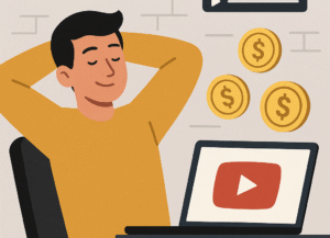 A guy sitting back earning money on youtube