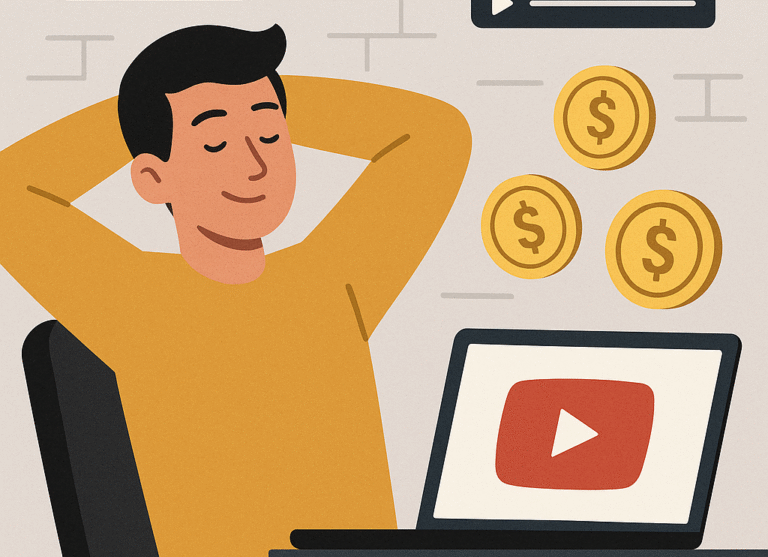 A guy sitting back earning money on youtube
