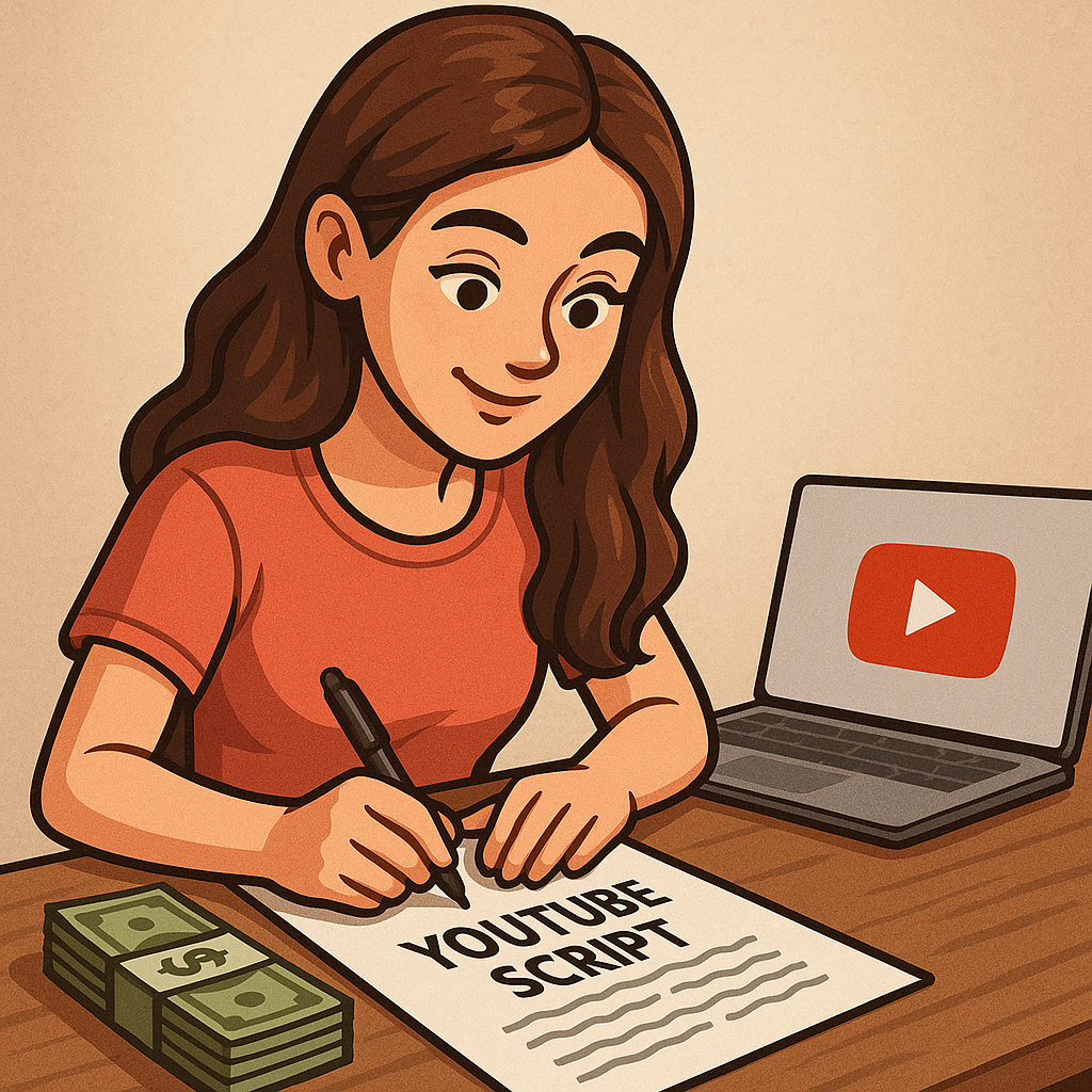 Girl writing a YouTube Script