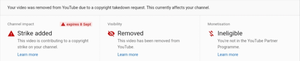 copyright strike faceless YouTube channel red flags YouTube copyright strike image